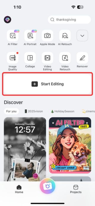 Add a snow to a Photo in BeautyPlus - 01
