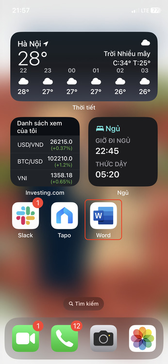 cắt ảnh thành hình tròn trên điện thoại-Mở app Microsoft Word