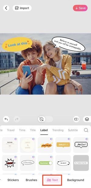 add speech bubble to photo-text icon